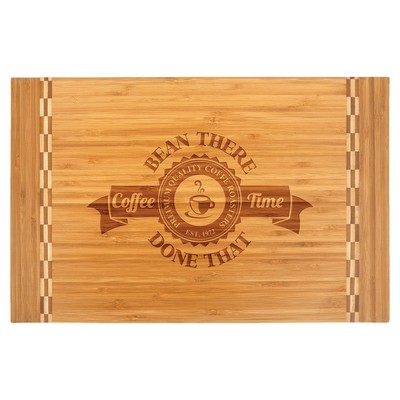 Bamboo Cutting Board with Butcher Block Inlay