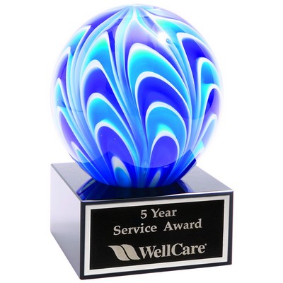 5" Two-Tone Blue & White Sphere Award