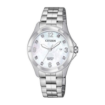 Citizen® Ladies Quartz Stainless Steel Watch W/ Mother-of-Pearl & Swarovski® Crystal Dial