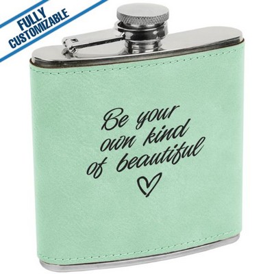 Teal Leatherette - 6 Oz - Flask