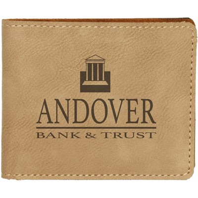 Light Tan Leatherette - Bifold Wallet