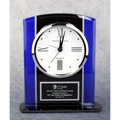 Economy Black And Blue Glass Clock