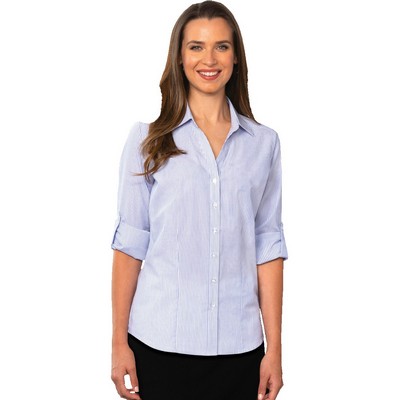 Ladies' Untucked Striped Poplin Shirt