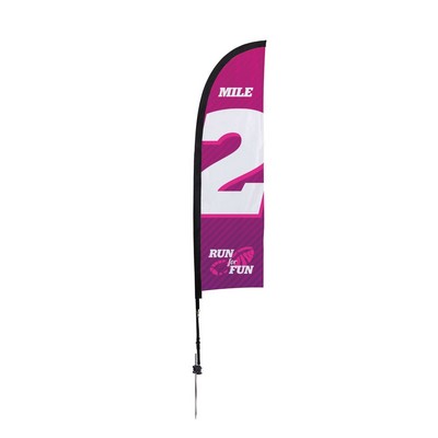 7' Premium Blade Sail Sign Flag, 1-Sided, Ground Spike