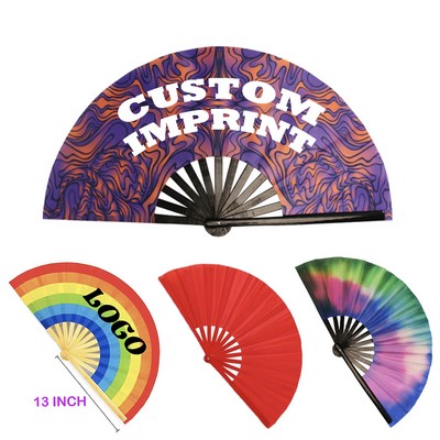 Big Bamboo Ribs Cloth 13" Kung Fu Folding Clack Fan