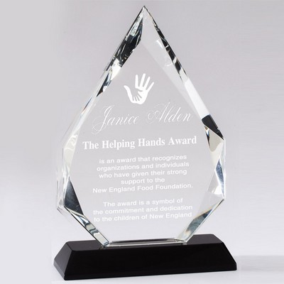 Optical Arrowhead Crystal Award w/Black Base (10 ¼" x 6 ½")