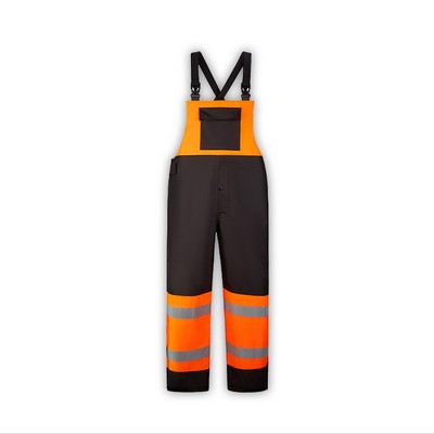 High Visibility Premium Bib Overalls,Class E, Orange, 300 Denier