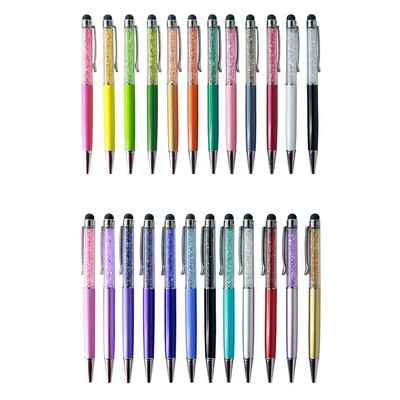 2-in-1 Retractable Crystal Diamond Ballpoint Pen with Stylus
