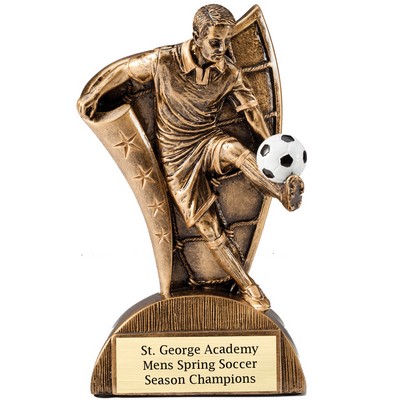 6 ½" Male Soccer Flag Resin Trophy