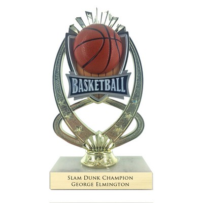 7 ¼" Full Color Modeled Basketball Trophy w/Marble Base