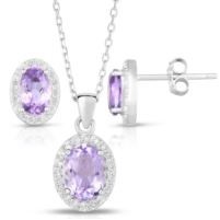 Jilco Inc. Oval Amethyst Earring & Necklace Set