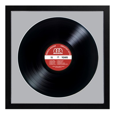Black Framed 12" Record - Grey Backer - 16 x 16