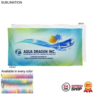 24 Hr Express Ship - Plush and Soft Velour Terry Cotton Blend Beach Towel, 30x60, Sublimated