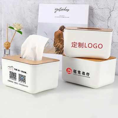 Wooden Rectangular Tissue Box Holder For Storage on Bathroom Vanity, Countertop, Bedroom Dresser