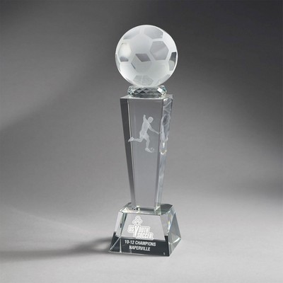 Male Soccer Crystal Column with Ball