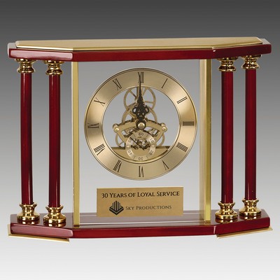 Executive 4 Pillar & Rosewood Piano Finish Clock
