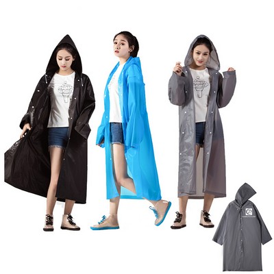Custom Reusable Translucent EVA Button Type Poncho Or Raincoat