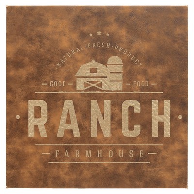 10" x 10" Rustic/Gold Leatherette Wall Decor with Sawtooth Hanger