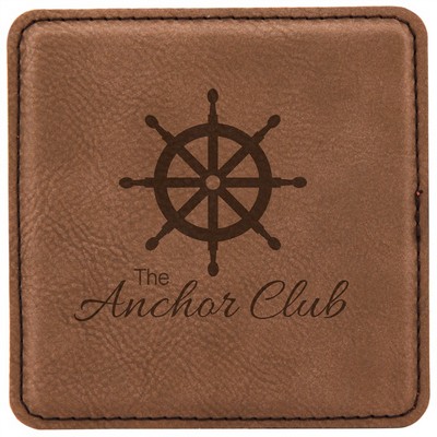 4" x 4" Square Dark Brown Leatherette Coaster