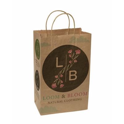 Full Color Natural Handle Shopper Paper Bags (8.5" x 13.375" x 5")