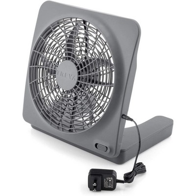 Treva 10-Inch Portable Desktop Air Circulation Battery Fan, 2 Speed, Compact Folding & Tilt Design,