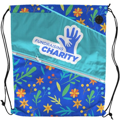 Sublimation Multi-Panel Polyester Drawstring Bag w/