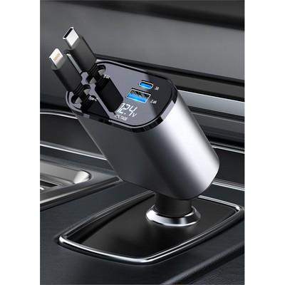 4in1 Quick Adapter Retractable Car Charging Cable