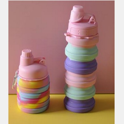 17oz Colorful Collapsible Food Grade Sport Portable Silicone Water Bottle