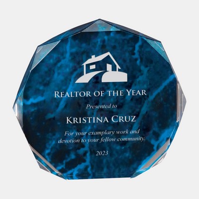 Blue Marble Octagon Acrylic Award (Small)