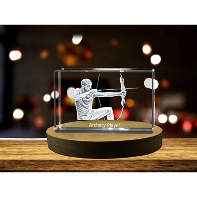 Archery Player 3D Engraved Crystal Trophy Award