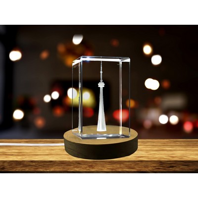 CN Tower 3D Engraved Crystal Trophy Award - Premium Collectible Souvenir