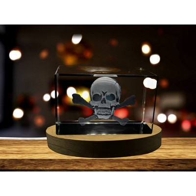 3D Engraved Crystal Skull Trophy Award w/LED Base - Halloween Decor