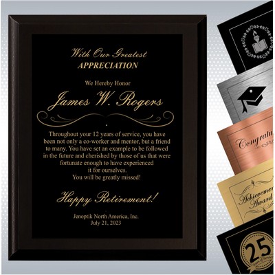 Black Matte Finish Wood Retirement Gift Award(12" x 15")
