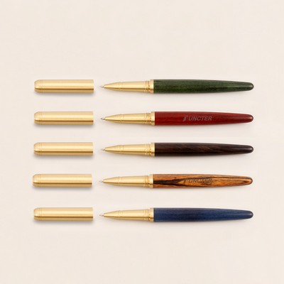 Luxury Wooden Gel Ink Pen with Brass Pen Cap