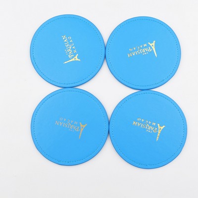 Stitched Edge PU Leather Coaster