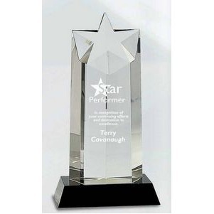 Clear Crystal Star Column w/ Black Base (9")