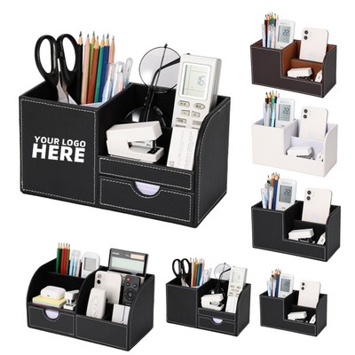 PU Leather Multi-Function Desk Organizer