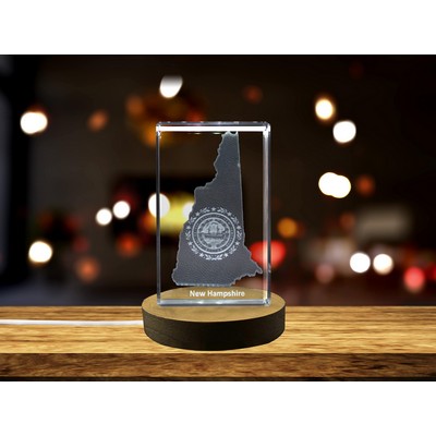 New Hampshire 3D Engraved Crystal w/LED Base Light