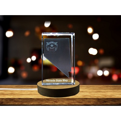 Nevada 3D Engraved Crystal Trophy Keepsake w/LED Base - Home Decor
