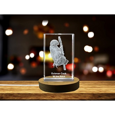 Guianan Cock of the Rock 3D Engraved Crystal Trophy Award - Recognition Keepsake