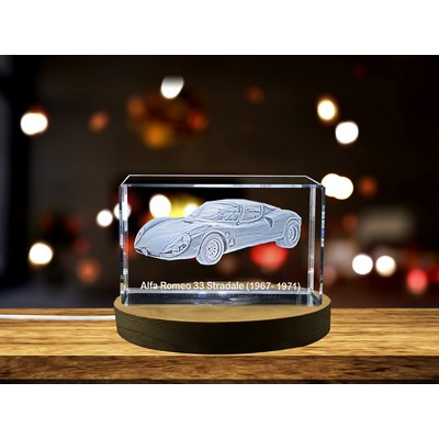 Alfa Romeo Spider 1966–1969 3D Engraved Crystal Tribute w/LED Base Light