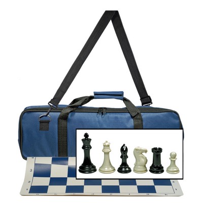 Triple Weight Tournament Chess Set, Silicone Board, Bag-4" King