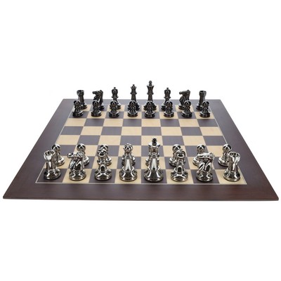 Metal Ultimate Chess Set, Wood Board 21.75 in., 3.6" King