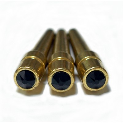 Brass Cribbage Pegs with Swarovski Austrian Crystals - Set of 3 - Jet Black