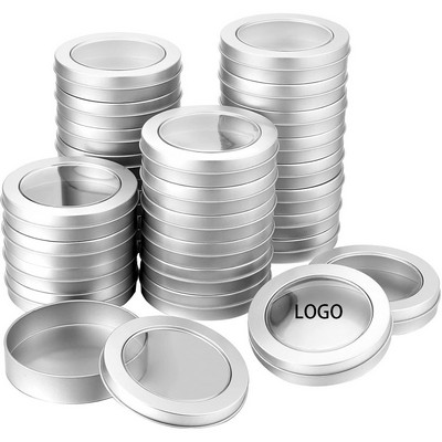 Circular Tin Canisters with Transparent Lid