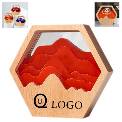 Hexagon Acrylic Award With Wooden Frame