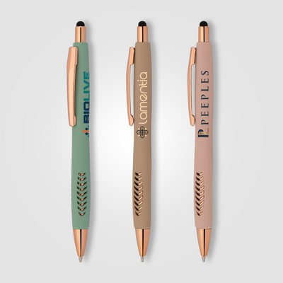 Avalon Softy Rose Gold Designer Pen w/ Stylus - Full-Color Inkjet