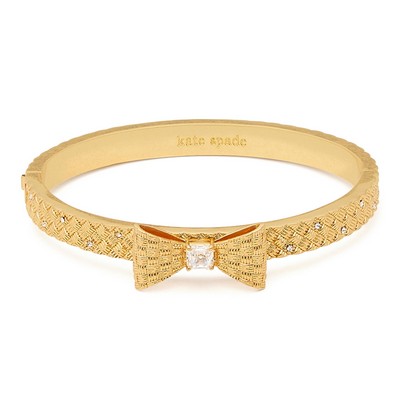 kate spade new york Wrapped In A Bow Hinged Bangle - Clear/Gold