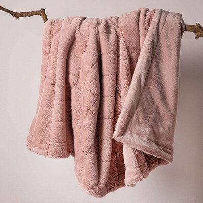 Sculpted Faux Rabbit Fur Throw - 50x60