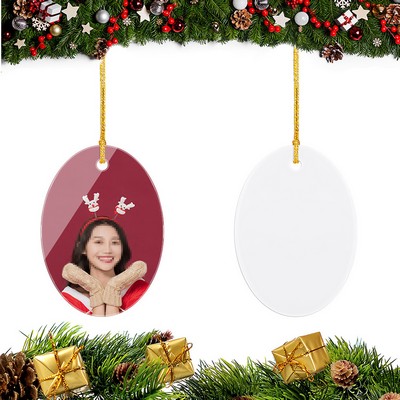 Oval Shape Ceramic Christmas Ornament